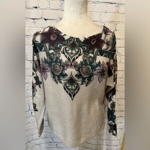 NWT Chico’s Long-Sleeve Floral Pullover Sweater Size 1/Medium